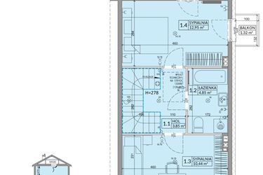 Rzut - Dom na sprzedaż 3 pokoje o powierzchni 68,42 m² - numer 15B w Osiedle Słoneczne etap II