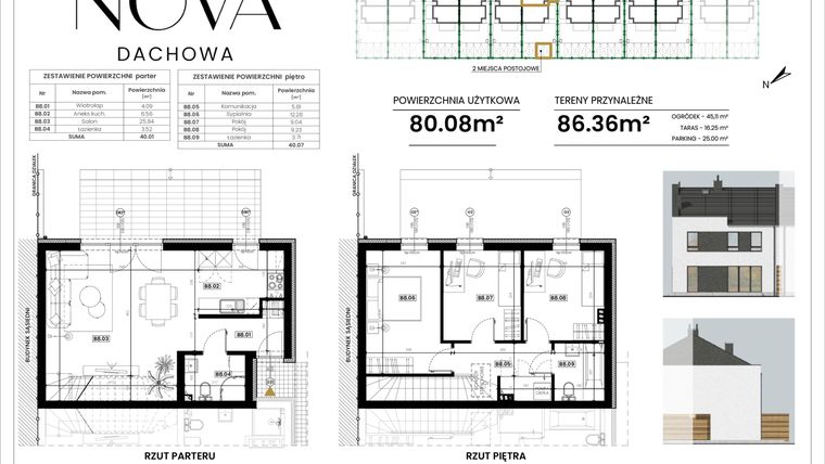 Rzut - Dom na sprzedaż 4 pokoje o powierzchni 80,08 m² - numer B8 w Nova Dachowa II