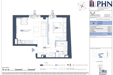 Rzut - Mieszkanie na sprzedaż 2 pokoje o powierzchni 39,69 m² - numer 36 w Apartamenty Jana Pawła 34