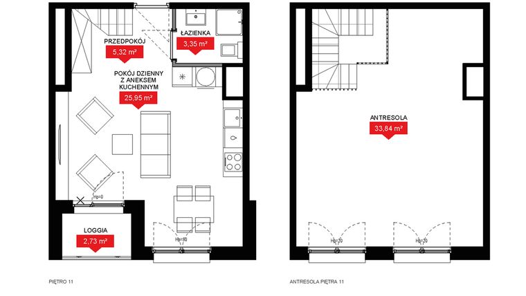 Rzut - Mieszkanie na sprzedaż 1 pokój o powierzchni 68,34 m² - numer A1 143 w 29L