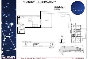 Rzut - Mieszkanie na sprzedaż 1 pokój o powierzchni 30,19 m² - numer 39/4 w Zodiak