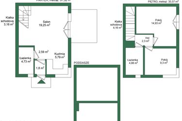 Rzut - Dom na sprzedaż 4 pokoje o powierzchni 94,4 m² - numer 2 w Zagościniec