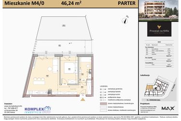 Rzut - Mieszkanie na sprzedaż 2 pokoje o powierzchni 46,33 m² - numer M4 w Przystań na Klifie