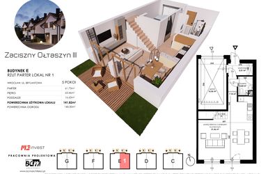 Rzut - Dom na sprzedaż 5 pokoi o powierzchni 141,82 m² - numer E1 w Zaciszny Ołtaszyn III