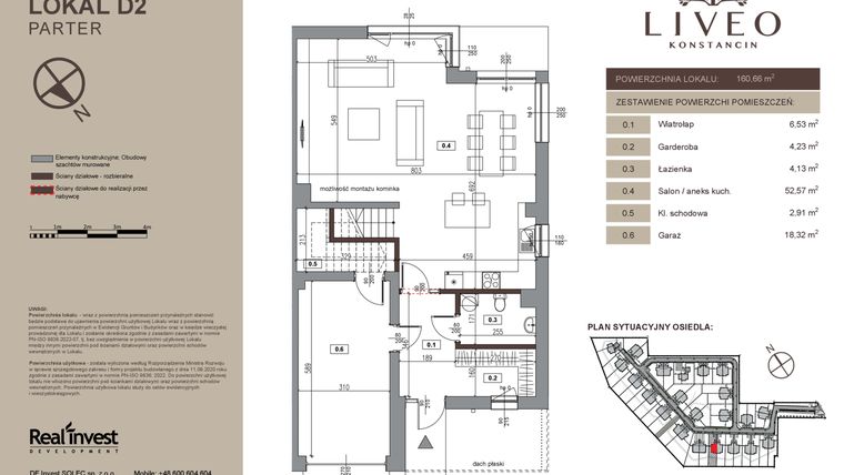 Rzut - Dom na sprzedaż 5 pokoi o powierzchni 160,66 m² - numer D2 w Liveo Konstancin