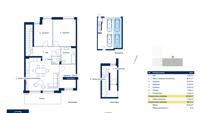Rzut - Mieszkanie na sprzedaż 4 pokoje o powierzchni 80,53 m² - numer 32 w Nova Jeziorowa 2