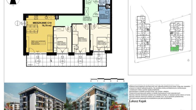 Rzut - Mieszkanie na sprzedaż 4 pokoje o powierzchni 76,79 m² - numer C19 w Duo Park