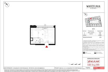 Rzut - Mieszkanie na sprzedaż 1 pokój o powierzchni 28,11 m² - numer M010 w Warzelnia by Bohema
