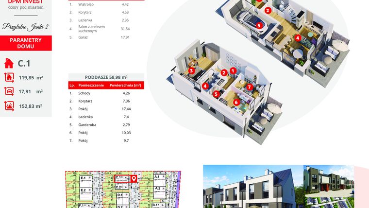 Rzut - Dom na sprzedaż 4 pokoje o powierzchni 119,8 m² - numer C.1 w Osiedle Przytulne Janki II etap 2