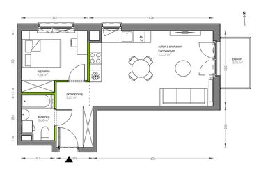 Rzut - Mieszkanie na sprzedaż 2 pokoje o powierzchni 42,12 m² - numer F.087 w City Vibe