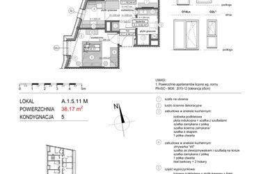 Rzut - Mieszkanie na sprzedaż 2 pokoje o powierzchni 38,13 m² - numer A.1.5.11M w Mikołajki Apartamenty
