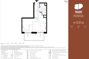 Rzut - Mieszkanie na sprzedaż 1 pokój o powierzchni 31,35 m² - numer K1.A.07.03 w Bulwary Praskie etap K i L
