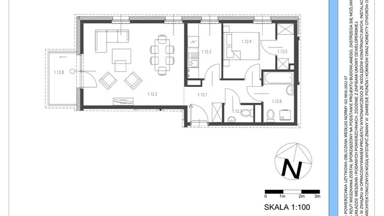 Rzut - Mieszkanie na sprzedaż 2 pokoje o powierzchni 53,66 m² - numer A.12 w Osiedle Telimeny etap III