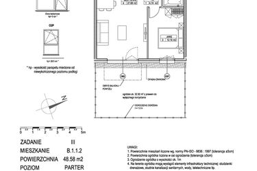 Rzut - Mieszkanie na sprzedaż 2 pokoje o powierzchni 48,63 m² - numer B.1.1.2 w Atut III