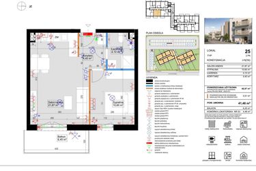 Rzut - Mieszkanie na sprzedaż 2 pokoje o powierzchni 40,97 m² - numer 25 w Harmony Antoninek