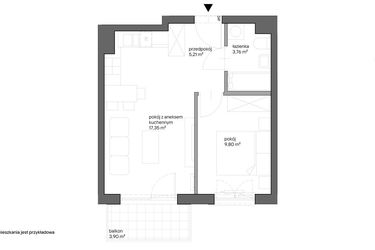 Rzut - Mieszkanie na sprzedaż 2 pokoje o powierzchni 36,12 m² - numer A.057 w Słoneczne Miasteczko - etap XV