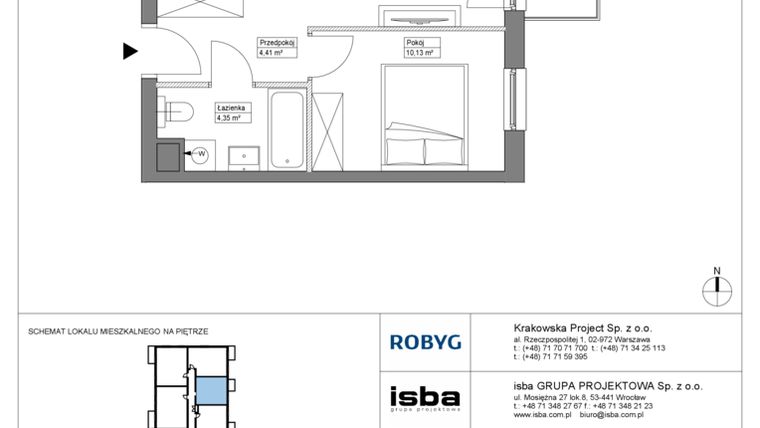 Rzut - Mieszkanie na sprzedaż 2 pokoje o powierzchni 38,74 m² - numer KR8/C/5/7 w Apartamenty Krakowska etap VIII