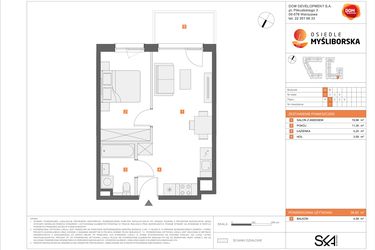 Rzut - Mieszkanie na sprzedaż 2 pokoje o powierzchni 38,6 m² - numer A7 w Osiedle Myśliborska