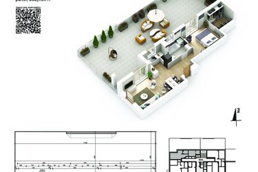 Rzut - Mieszkanie na sprzedaż 2 pokoje o powierzchni 49,14 m² - numer 3 w Piano Park etap VI