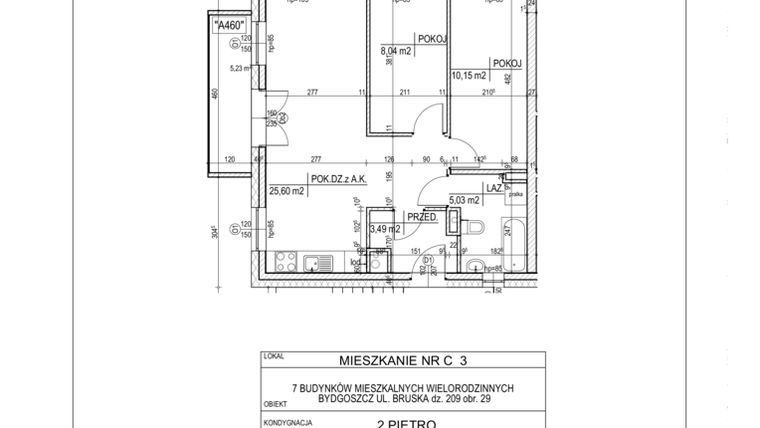 Rzut - Mieszkanie na sprzedaż 3 pokoje o powierzchni 52,31 m² - numer C3 w Bruska