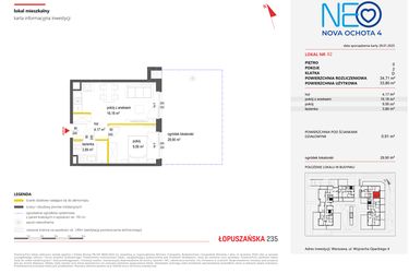 Rzut - Mieszkanie na sprzedaż 2 pokoje o powierzchni 34,71 m² - numer 62 w Neo Nova Ochota 4