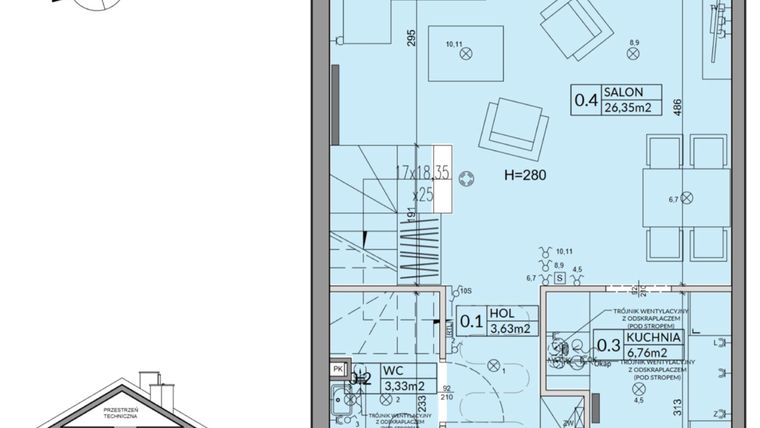 Rzut - Dom na sprzedaż 4 pokoje o powierzchni 82,07 m² - numer 105A w Nova Magdalenka 7 etap IV-VI