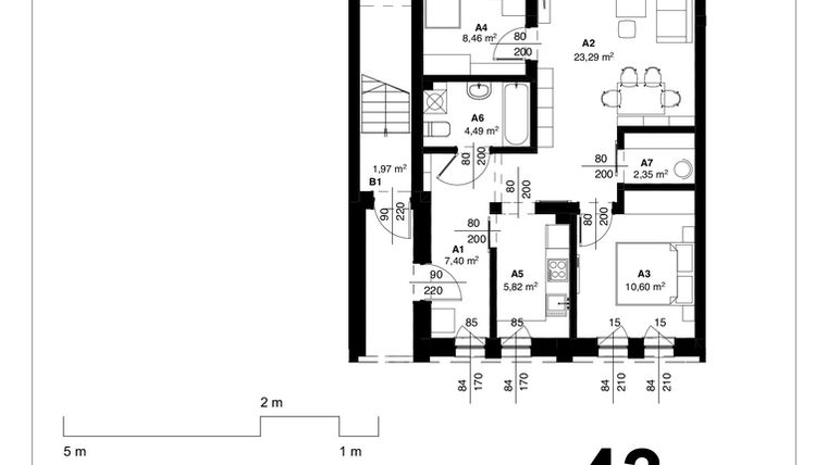 Rzut - Mieszkanie na sprzedaż 3 pokoje o powierzchni 64,36 m² - numer M-5 w Zębców Park