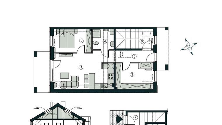 Rzut - Mieszkanie na sprzedaż 3 pokoje o powierzchni 66,28 m² - numer O2 w Aleja Wiśniowa Pogórze