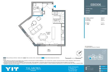 Rzut - Mieszkanie na sprzedaż 2 pokoje o powierzchni 87,39 m² - numer EB0306 w Talarowa Park II