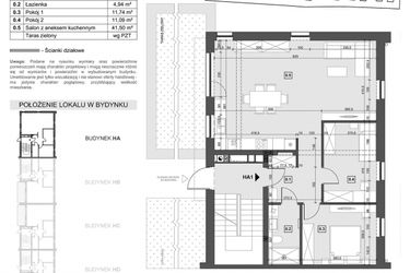 Rzut - Mieszkanie na sprzedaż 3 pokoje o powierzchni 69,15 m² - numer HA1 w Wzgórze Zelwerowicza