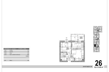 Rzut - Mieszkanie na sprzedaż 2 pokoje o powierzchni 31,06 m² - numer A.9.M.26 w Sobola Biel A9