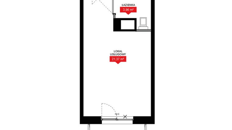 Rzut - Mieszkanie na sprzedaż 1 pokój o powierzchni 25,33 m² - numer A2 191LU w 29L - Apartamenty inwestycyjne