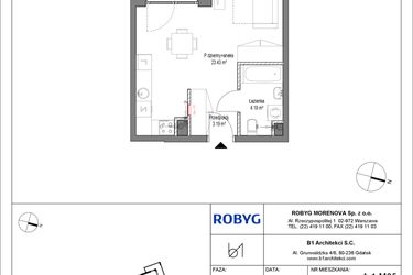 Rzut - Mieszkanie na sprzedaż 1 pokój o powierzchni 30,8 m² - numer A.1M05 w Leszczyńskich 2