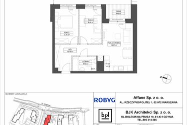 Rzut - Mieszkanie na sprzedaż 3 pokoje o powierzchni 53 m² - numer A.1M16 w WENDY