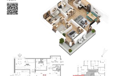 Rzut - Mieszkanie na sprzedaż 4 pokoje o powierzchni 79,43 m² - numer 19 w Villa Park - Etap IV