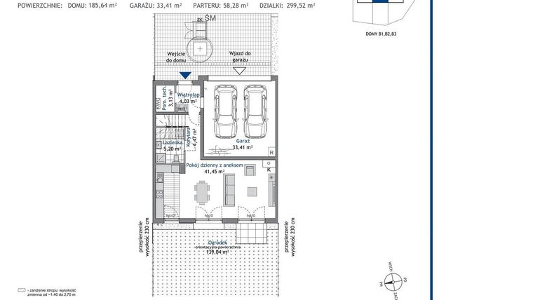 Rzut - Dom na sprzedaż 5 pokoi o powierzchni 185,71 m² - numer B2 w Linea Domy