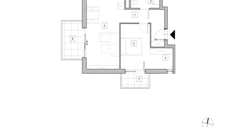 Rzut - Mieszkanie na sprzedaż 2 pokoje o powierzchni 53,65 m² - numer C1_3 w ATAL Zawiślańska