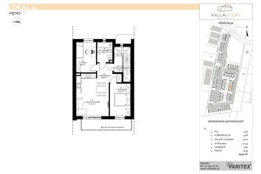 Rzut - Mieszkanie na sprzedaż 3 pokoje o powierzchni 53,92 m² - numer J4 w Villa Stoki (mieszkania)