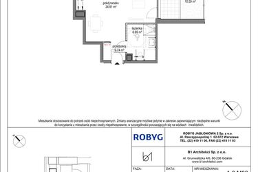 Rzut - Mieszkanie na sprzedaż 1 pokój o powierzchni 34,16 m² - numer A.0M03 w Kobieli 4