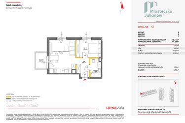 Rzut - Mieszkanie na sprzedaż 2 pokoje o powierzchni 45,56 m² - numer 14 w Miasteczko Julianów