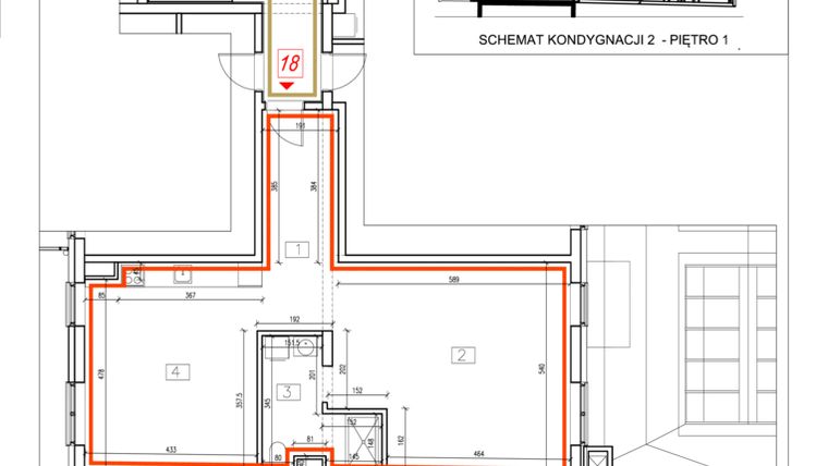 Rzut - Mieszkanie na sprzedaż 3 pokoje o powierzchni 70,32 m² - numer 18 w Alchemik74
