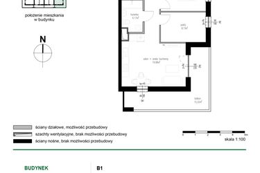 Rzut - Mieszkanie na sprzedaż 3 pokoje o powierzchni 52,03 m² - numer 19 w Wędrowna