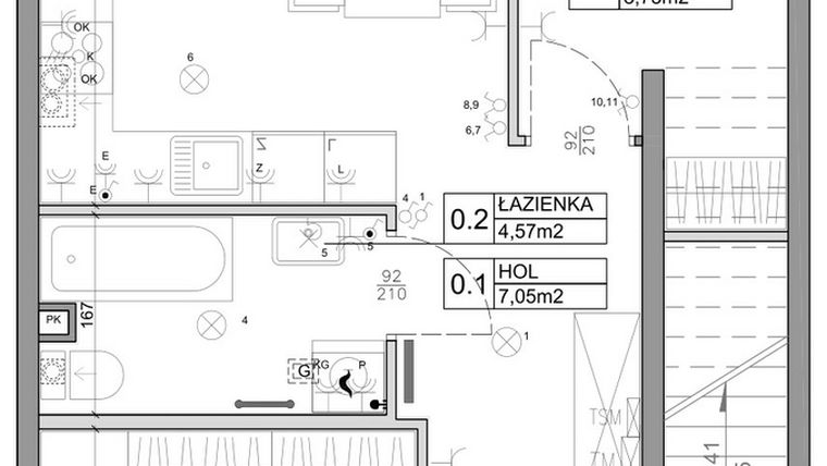 Rzut - Mieszkanie na sprzedaż 3 pokoje o powierzchni 48,03 m² - numer 31 w Manufaktura Marki 2 etap II