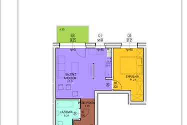 Rzut - Mieszkanie na sprzedaż 2 pokoje o powierzchni 42,28 m² - numer A19 w Osiedle Zuchów