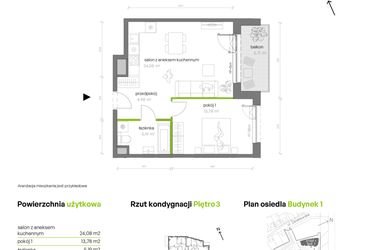 Rzut - Mieszkanie na sprzedaż 2 pokoje o powierzchni 48,03 m² - numer 1.03.M38 w Morska Vita