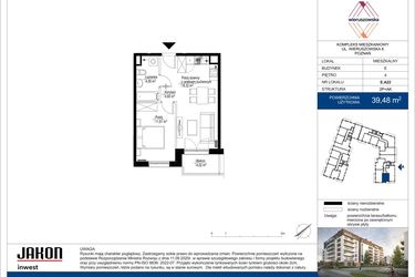 Rzut - Mieszkanie na sprzedaż 2 pokoje o powierzchni 39,48 m² - numer E.A22 w Wieruszowska E