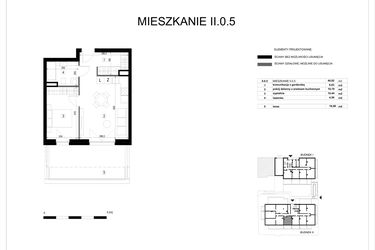 Rzut - Mieszkanie na sprzedaż 2 pokoje o powierzchni 40,82 m² - numer II.0.5 w Pryncypalna 66