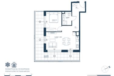 Rzut - Mieszkanie na sprzedaż 2 pokoje o powierzchni 44,18 m² - numer 24.A2 w Nadmorska Darłowo