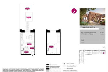 Rzut - Mieszkanie na sprzedaż 1 pokój o powierzchni 45,63 m² - numer G2.30 w Fuzja Lofty