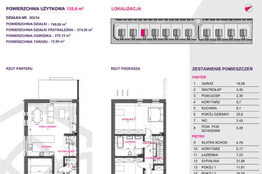 Rzut - Dom na sprzedaż 4 pokoje o powierzchni 140 m² - numer III.A3.M1 w Osiedle Kwiatowe Tarasy etap IIIA